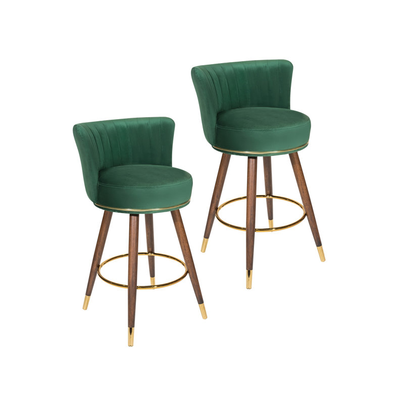 Everly Quinn Pedra Swivel Velvet Bar Stools Wayfair